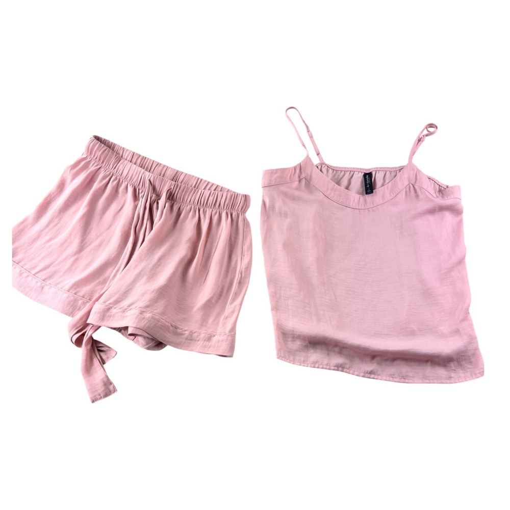 Ambrielle Pajama Set Women M Pink Satin Cami Short Sleepwear Balletcore Coquette